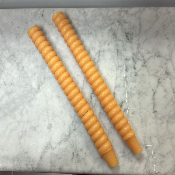 Anthropologie Set of 2 Tapers Orange Twisted Candles - Picture 5 of 7
